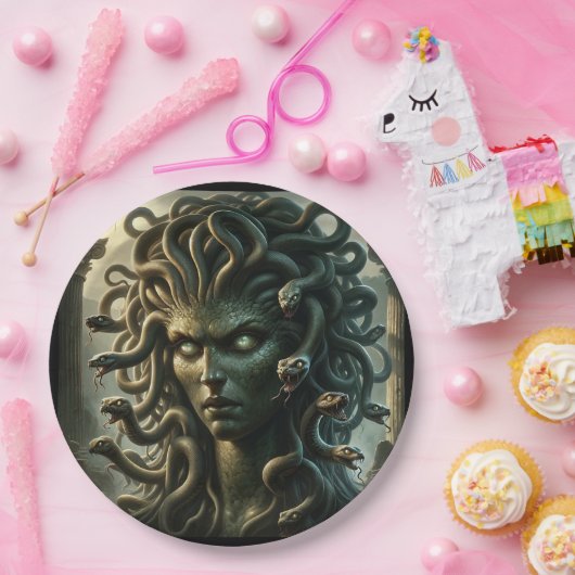 Medusa Stare of Death Head of Snakes Pappteller (Party)