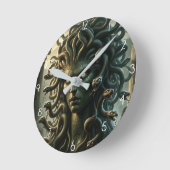 Medusa Stare of Death Head of Snakes Runde Wanduhr (Winkel)
