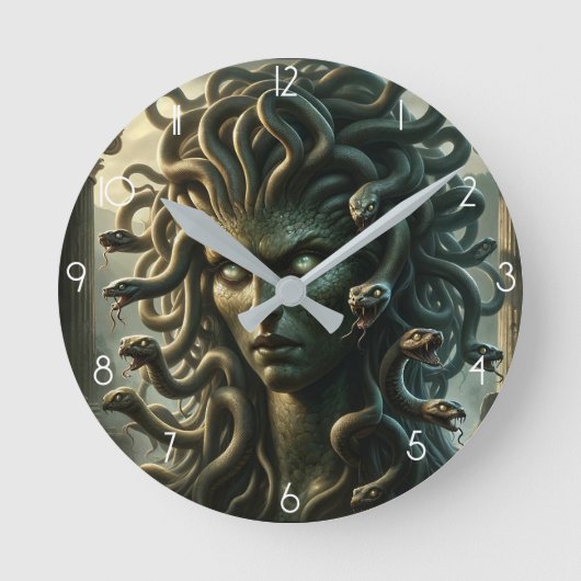 Medusa Stare of Death Head of Snakes Runde Wanduhr (Vorderseite)