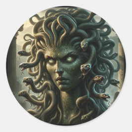 Medusa Stare of Death Head of Snakes Runder Aufkleber
