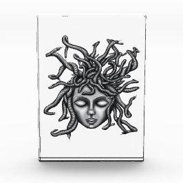 Medusa-Statue, griechische Skulptur, Mythologie Fotoblock