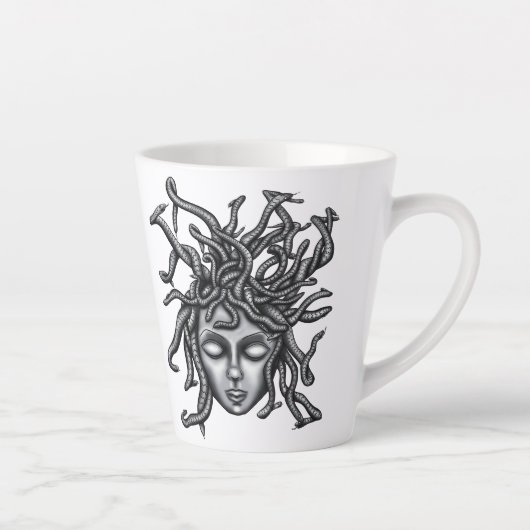 Medusa-Statue, griechische Skulptur, Mythologie Milchtasse (Rechts)
