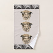 Medusa Stone Beige Griechisch-Key Gastgeschenkhand Badhandtuch Set (Handtuch)