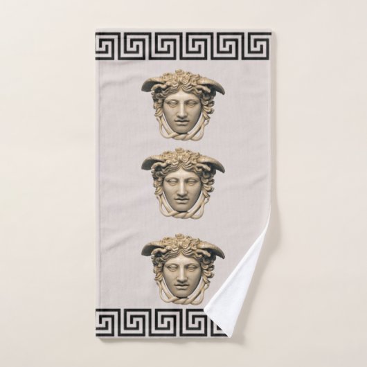 Medusa Stone Beige Griechisch-Key Gastgeschenkhand Badhandtuch Set (Handtuch)