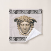Medusa Stone Beige Griechisch-Key Gastgeschenkhand Badhandtuch Set (Waschlappen)