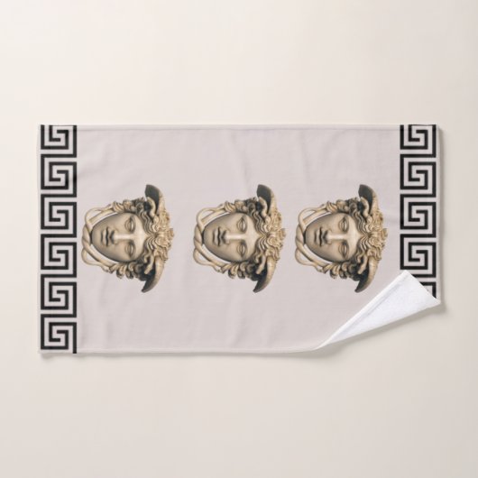 Medusa Stone Beige Griechisch-Key Gastgeschenkhand Badhandtuch Set (Handtuch)
