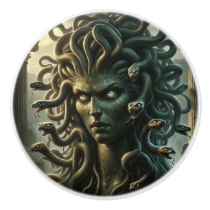 Medusa Todesstarren Schlangenkopf Keramikknauf