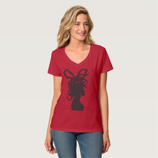 Medusa's Tinte: HandGezeichnet Mythos Design T-Shirt (Vorderseite Vollansicht)