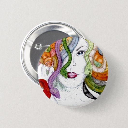 Medusaschlangen-Haar-Abzeichen Button (Vorne & Hinten)
