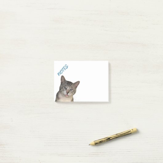 Meece Kitty mit blauen Augen Post-it Klebezettel (Auf Schreibtisch)