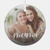 Meema Oma Script Overlay Ornament Aus Glas (Vorderseite)