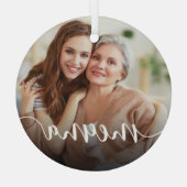 Meema Oma Script Overlay Ornament Aus Glas (Rückseite)