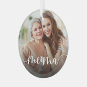 Meema Oma Script Overlay Ornament Aus Glas (Vorderseite links)