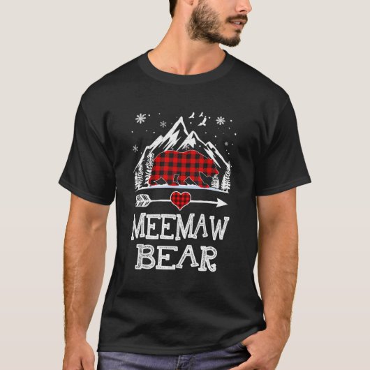 Meemaw Bear Christmas Pajama Red Kariert Buffalo F T-Shirt (Vorderseite)