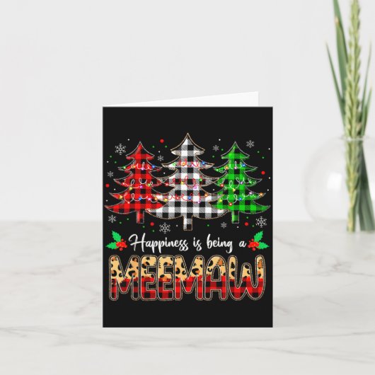 Meemaw Christmas Tree Xmas Buffalo Plaid Red White Karte (Vorderseite)