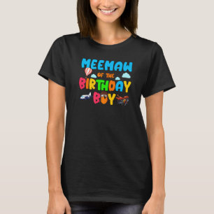 Meemaw of the Birthday Boy Airplane Family Helicop T-Shirt