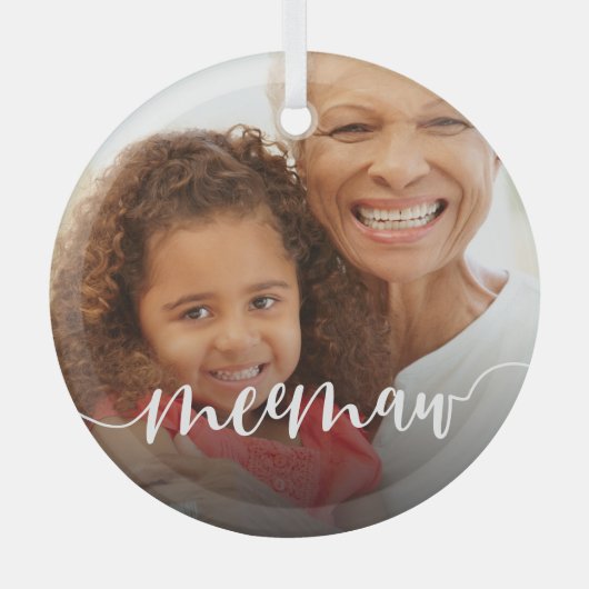 Meemaw Oma Script Overlay Ornament Aus Glas (Vorderseite)