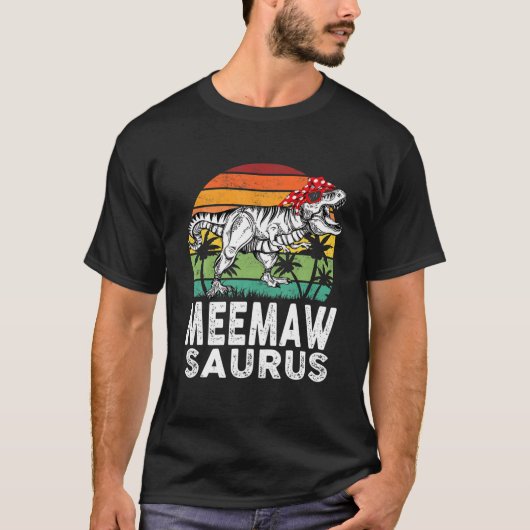 Meemawsaurus Funny T Rex Dinosaur Meemaw Saurus Fa T-Shirt (Vorderseite)
