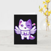 Meemeow Cute Cat Plu-shirt  Karte (Gelbe Blume)