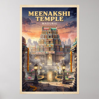 Meenakshi Amman Tempel Vintage Reise Poster