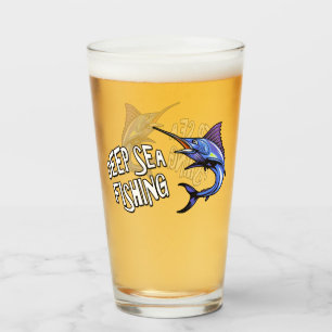 Meer Angeln Bier Pint Glas