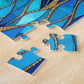Meer aus Wellen Blau und Gold Mosaik-Kunst Puzzle (Seite)