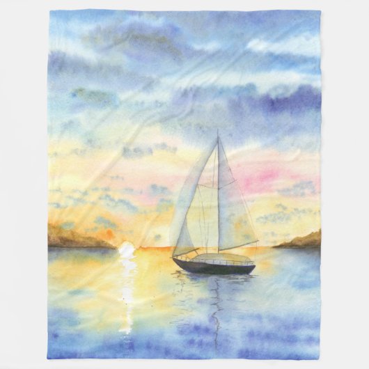 Meer bei Sonnenuntergang Fleecedecke (Vorderseite)