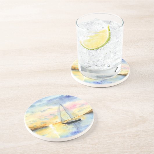 Meer bei Sonnenuntergang Getränkeuntersetzer (Seite)