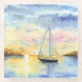 Meer bei Sonnenuntergang Glasuntersetzer