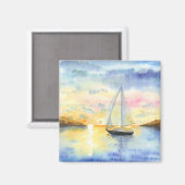 Meer bei Sonnenuntergang Magnet (Vorderseite/Rückseite)