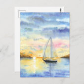 Meer bei Sonnenuntergang Postkarte (Vorne/Hinten)