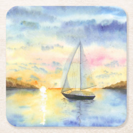 Meer bei Sonnenuntergang Rechteckiger Pappuntersetzer