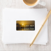 Meer, Boot, Sonnenuntergang Adressaufkleber (Insitu)