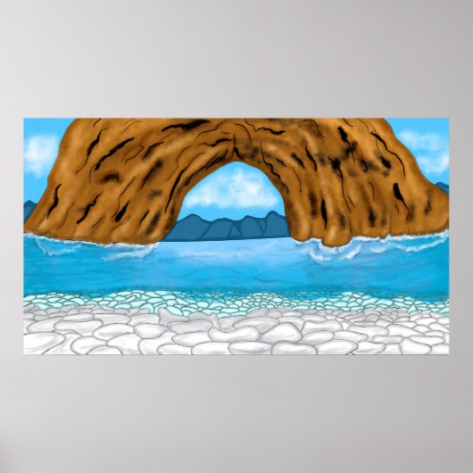 Meer, Canyon und Gebirge Digitale Kunst Poster (Vorne)