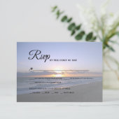 Meer der Liebe | Beach Sunset Starfish Hochzeit RSVP Karte (Stehend Vorderseite)