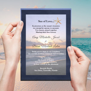 Meer der Liebe Beach Sunset Starfish Wedding Inv Einladung