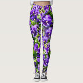 Meer der Stille: Das wunderschöne Lila Pansy-Feld Leggings (Vorderseite)