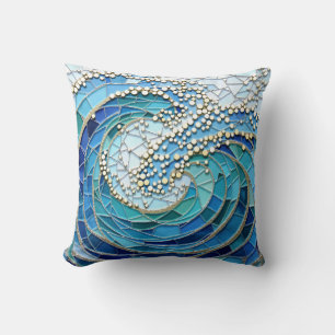 Meer der Wellen-Mosaikkunst Kissen