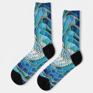 Meer der Wellen-Mosaikkunst Socken