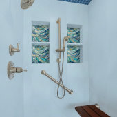 Meer der Wellen Teal-Mosaik-Kunst Fliese