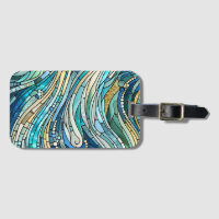 Meer der Wellen Teal-Mosaik-Kunst