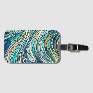 Meer der Wellen Teal-Mosaik-Kunst Gepäckanhänger