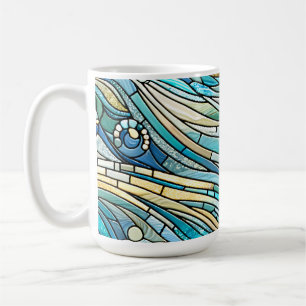 Meer der Wellen Teal-Mosaik-Kunst Kaffeetasse