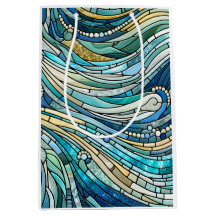 Meer der Wellen Teal-Mosaik-Kunst