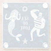 Meer des Liebe-Plakats Glasuntersetzer (Rückseite)