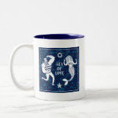 Meer des Liebe-Plakats Zweifarbige Tasse (Links)