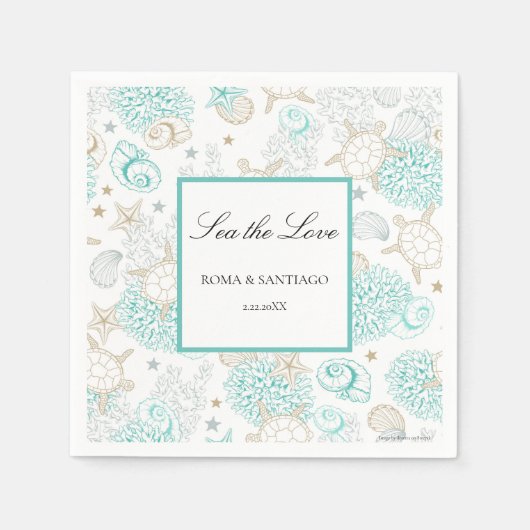 Meer Die Liebe Strand Hochzeit Serviette (Vorderseite)