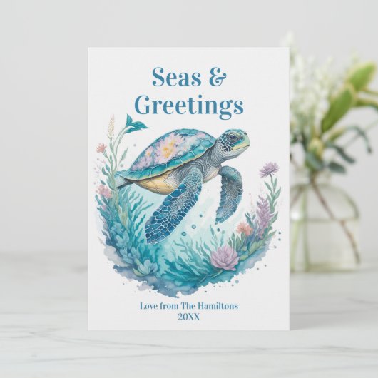 Meer & Grüße Küste Weihnachten Wasserfarbe (Stehend Vorderseite)