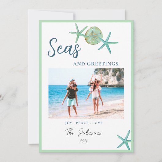 Meer & Grüße Weihnachten an der Küste mit Foto (Vorderseite)