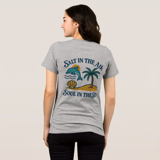 Meer in meinem Soul Delphin Beach Szene Tri-Blend Shirt (Rückseite voll)